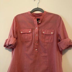 Coastal Chic Mock Neck Quarter Button Linen Tunic